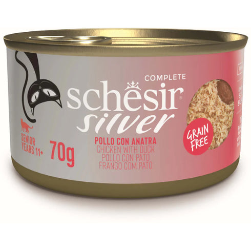 Hrana umeda pentru pisici Schesir Silver Mousse&Filet Pui si rata 70g